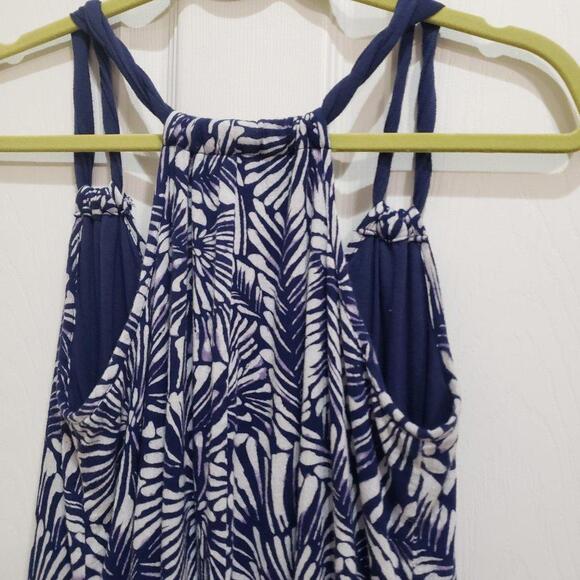 Garnet Hill Womens Gauze Maxi Dress Size PS Blue White Batik Pattern Boho Beach - Picture 6 of 6